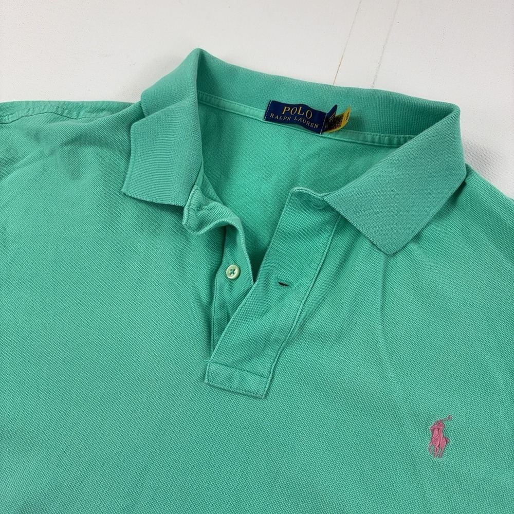 Polo Ralph Lauren Polo Shirt Mens 2XB Big Green Cotton Knit Short Sleeve Logo